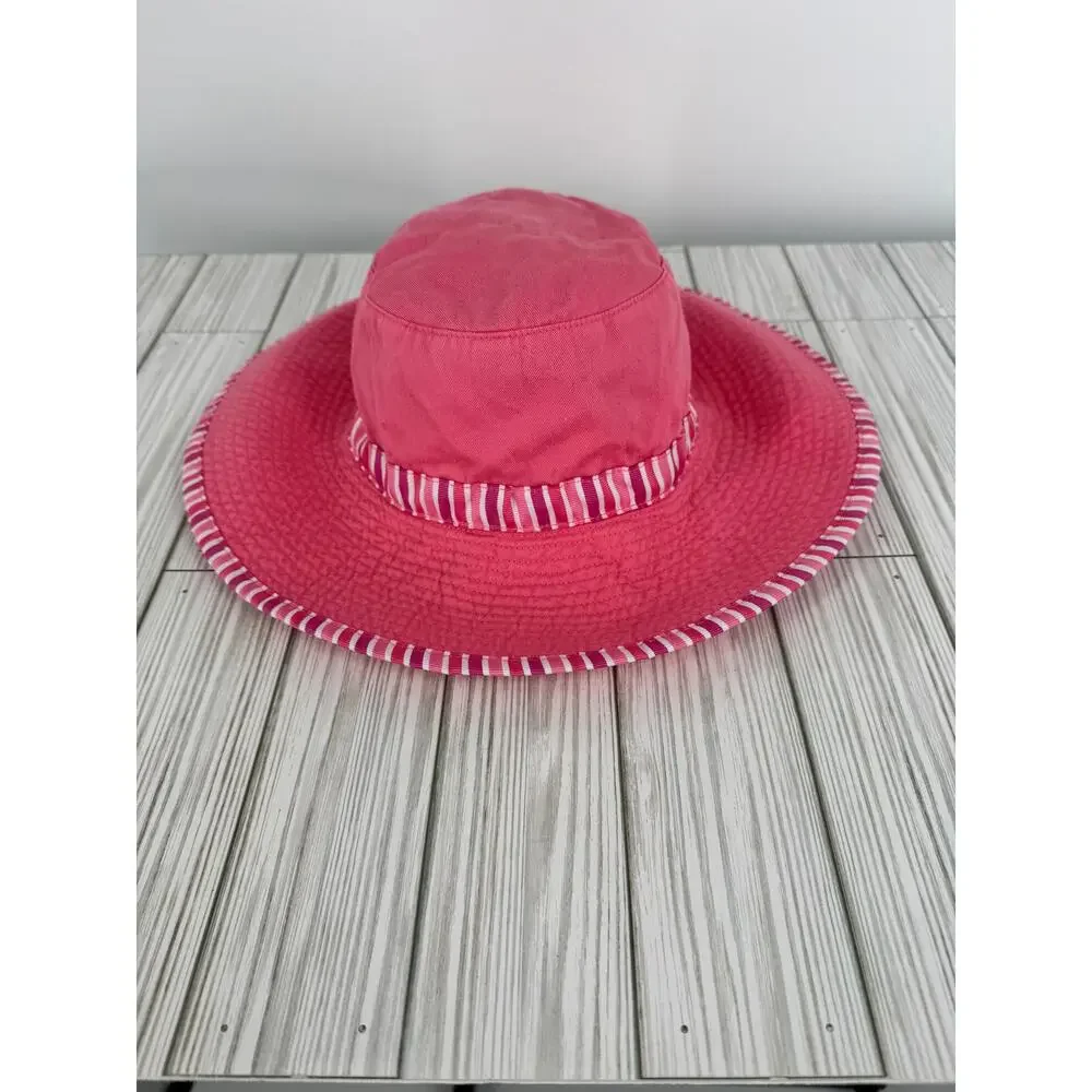 Hannah Andersson sun hat girls large bucket stripe summer pink white cotton